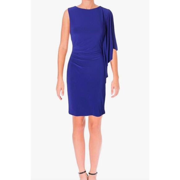 Lauren Ralph Lauren Women's Size 16 Dress Crepe One Shoulder Purple Blue - Picture 1 of 5